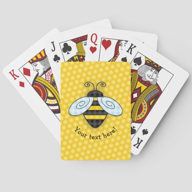Buzzing Bumblebee and Honeycomb Icon Playing Cards (Back)