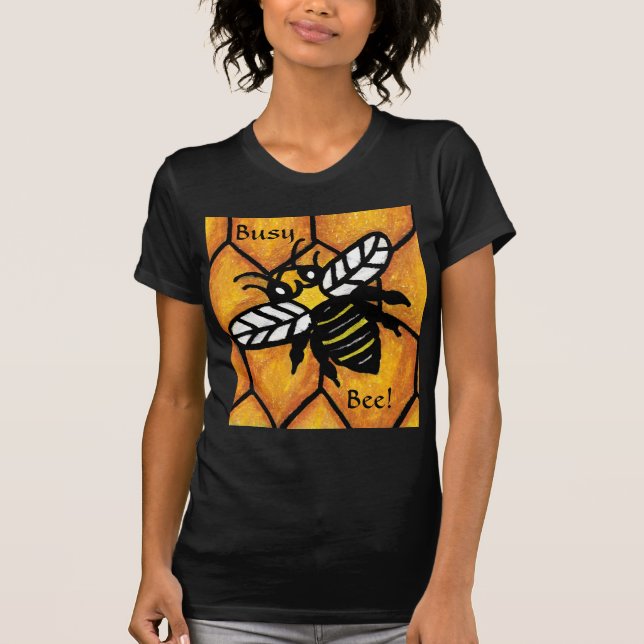Buzzing Busy Cute Bee Honeycomb T-Shirt (Front)