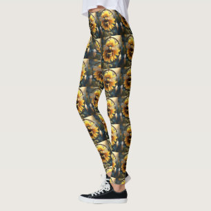 "Buzzing Dreams: Sunflower Bee Dreamcatcher" Leggings