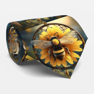 "Buzzing Dreams: Sunflower Bee Dreamcatcher" Tie