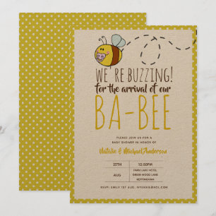 BUZZING For ARRIVAL of BA BEE Baby Shower Yellow Invitation