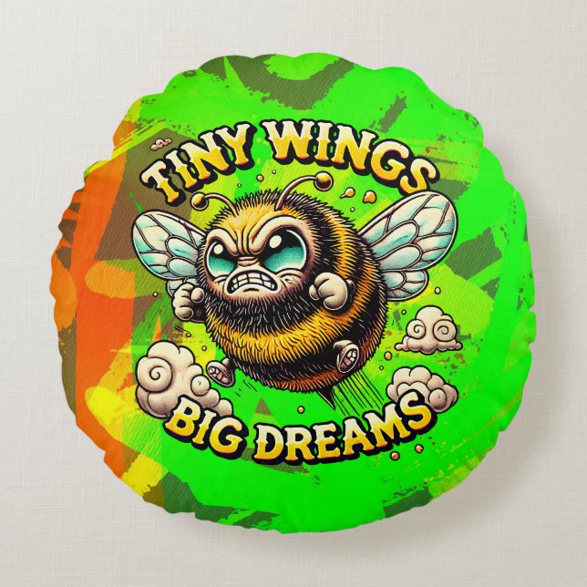 Buzzing for Greatness Round Cushion (Front)