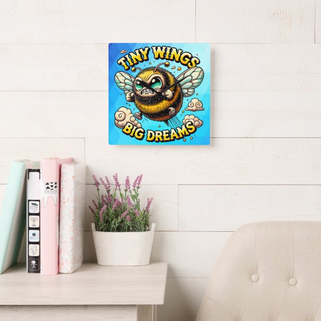 Buzzing for Greatness Square Wall Clock (Reading Room)