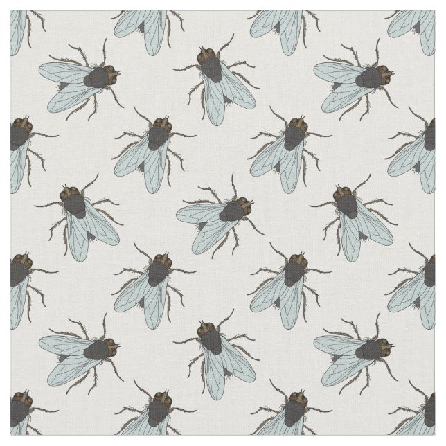 Buzzing House Flies Fly Swatter Insect Yucky Bug Fabric (Close Up)