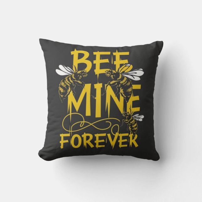 Buzzing Romance: Bee Mine Forever Design  Cushion (Front)