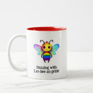 Buzzing with Les-bee-an pride LGBT Two-Tone Coffee Mug