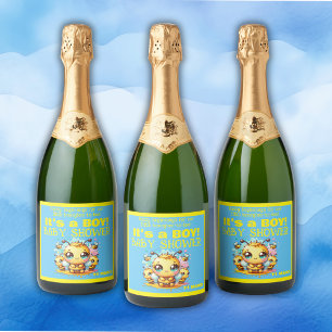 Buzzy beginnings honeybee-to-bee Baby Shower   Sparkling Wine Label