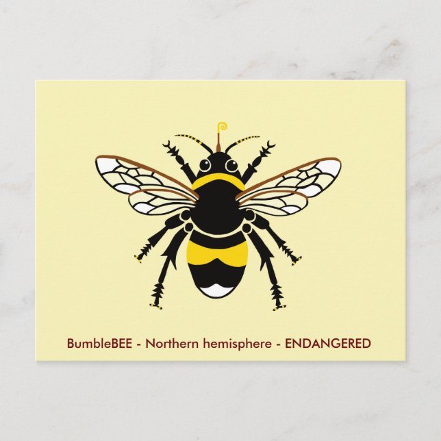 Buzzy graphic BEE -Wildlife -Insect - yellow Postcard (Front)