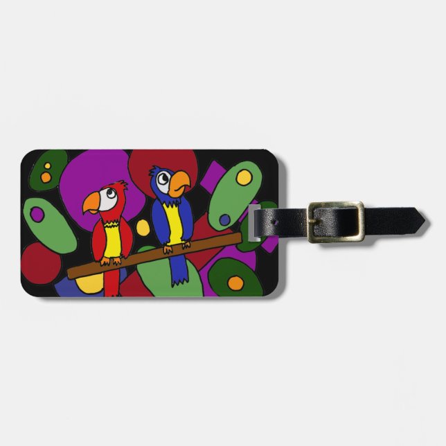 BV- Parrots Abstract Art Luggage Tag (Front Horizontal)