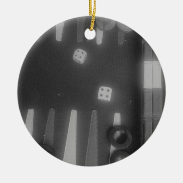 BW backgammon Ceramic Tree Decoration (Front)