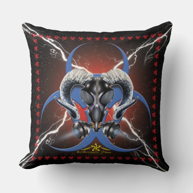 BW! BIOHAZARD WARNING! SKULL CUSHION (Front)
