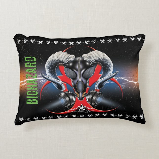 BW! BIOHAZARD WARNING! SKULL DECORATIVE CUSHION (Front)