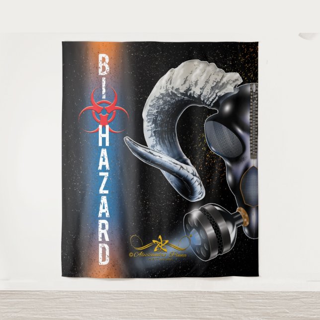 BW! BIOHAZARD WARNING! SKULL TAPESTRY (Front)