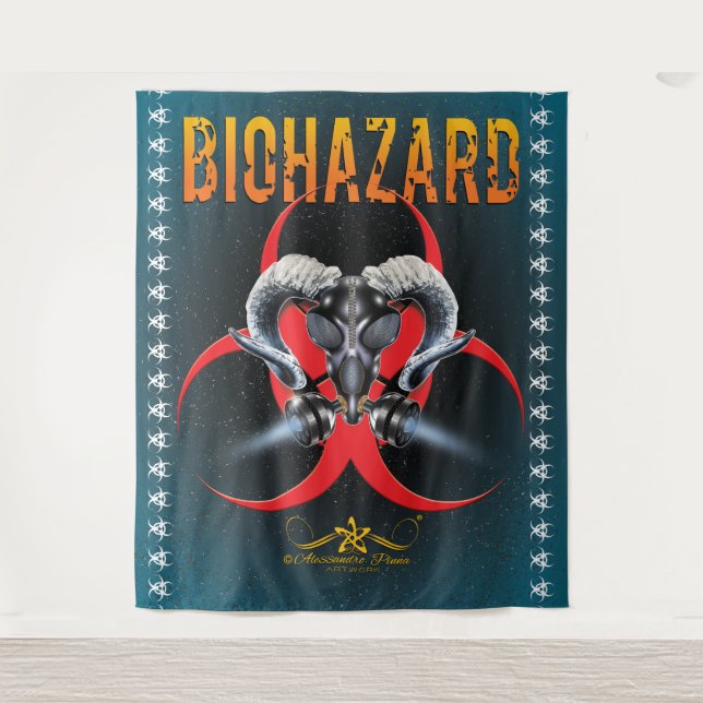 BW! BIOHAZARD WARNING! SKULL TAPESTRY (Front)