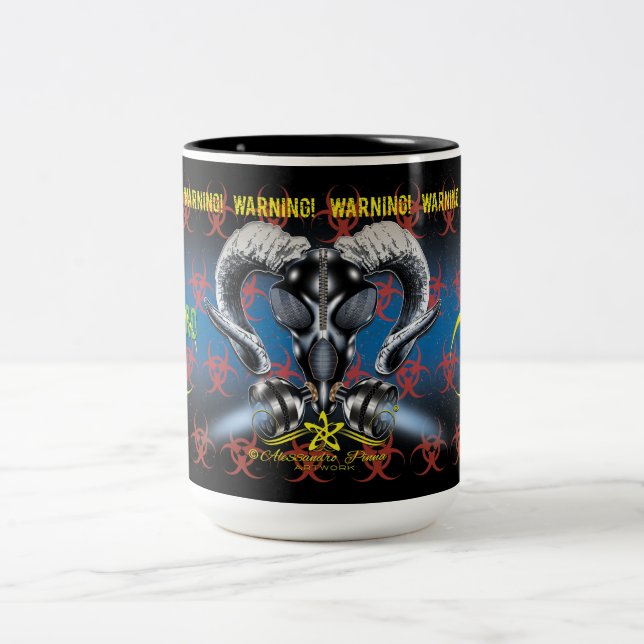 BW! BIOHAZARD WARNING! SKULL Two-Tone COFFEE MUG (Center)
