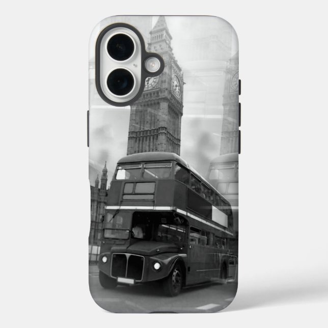 BW Black & White London Bus & Big Ben Case-Mate iPhone Case (Back)