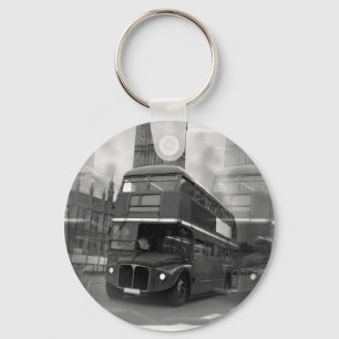BW Black & White London Bus & Big Ben Key Ring