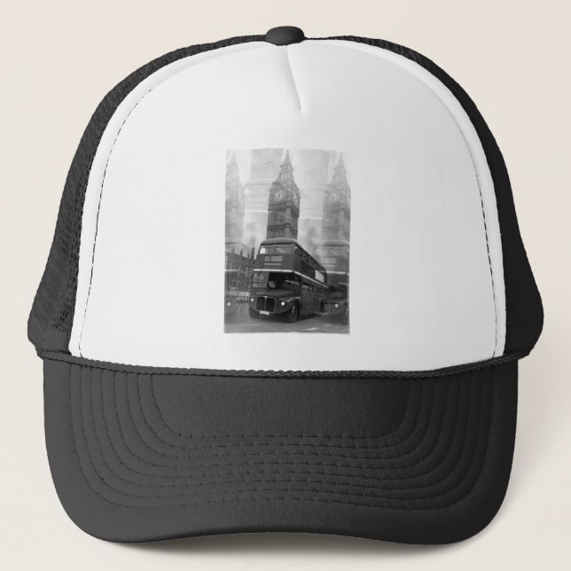 BW Black & White London Bus & Big Ben Trucker Hat (Front)