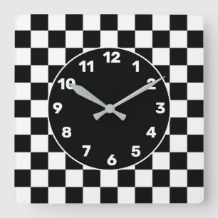 BW Checkered Square Wall Clock