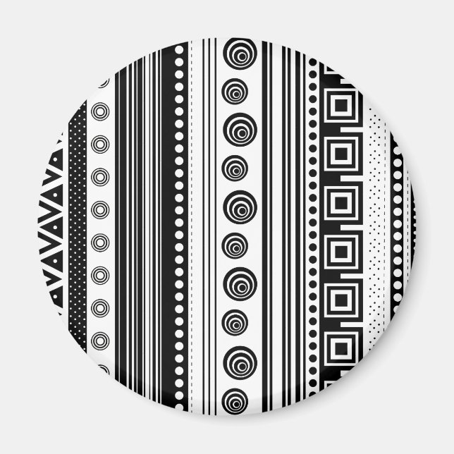 BW decorative aztec texture Magnet (Front)