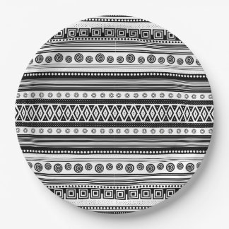 BW decorative aztec texture Paper Plate