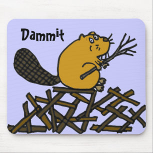 BW- Funny Beaver Mousepad