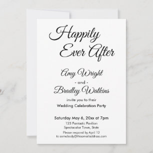 BW Happily Ever After Simple, Elegant Reception Invitation