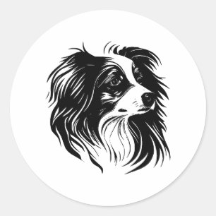BW Minimalist Dog Design Classic Round Sticker