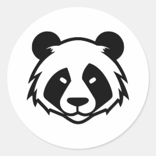 BW Minimalist Panda Design Classic Round Sticker