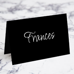 BW Modern Script Individual First Name Place Cards