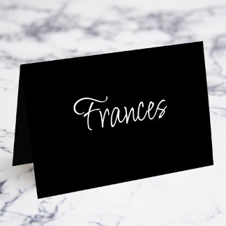 BW Modern Script Individual First Name Place Cards