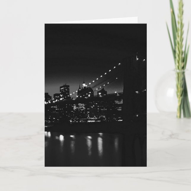 BW New York City at Night - New York City Skyline Card (Front)