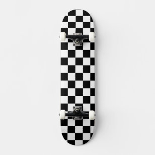 BW Retro Checkered Skateboard
