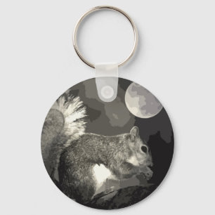 BW Squirrel & Moon Key Ring