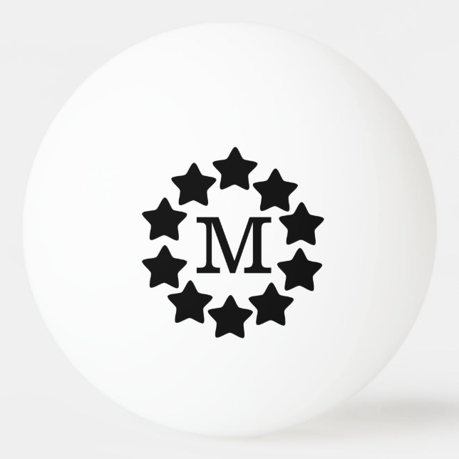 BW Star Frame Monogrammed Ping Pong Ball (Front)