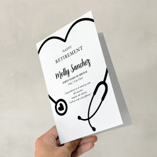 BW Stethoscope Happy Retirement Message Card