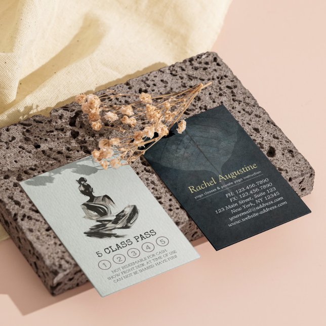 BW Yoga Instructor Brushstrokes Class Pass Loyalty Card (Creator Uploaded)
