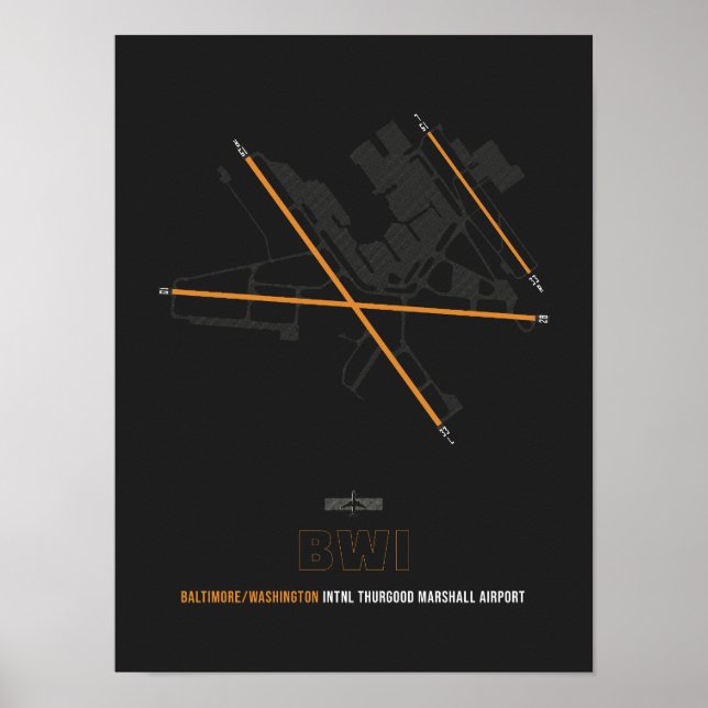 BWI - Baltimore/Washington Airport Diagram Poster (Front)