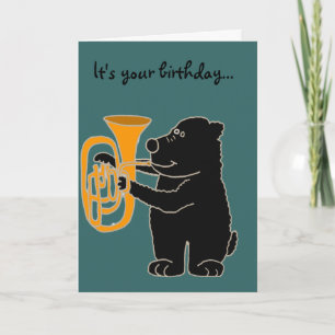 BX-Black Bear Playing Tuba Card