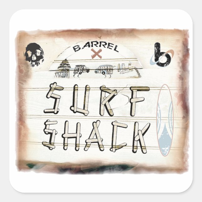 bX Surf Shack, Barrel X Square Sticker (Front)