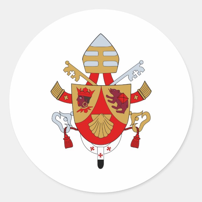 BXVI Pope Coat Emblem Heraldry Official Symbol Classic Round Sticker (Front)