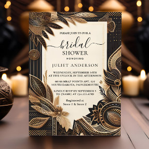 By African Brown Traditional Nigeria Bridal Shower Invitation