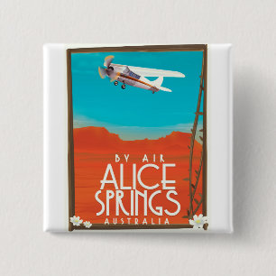 By Air - Alice Springs Australia 15 Cm Square Badge