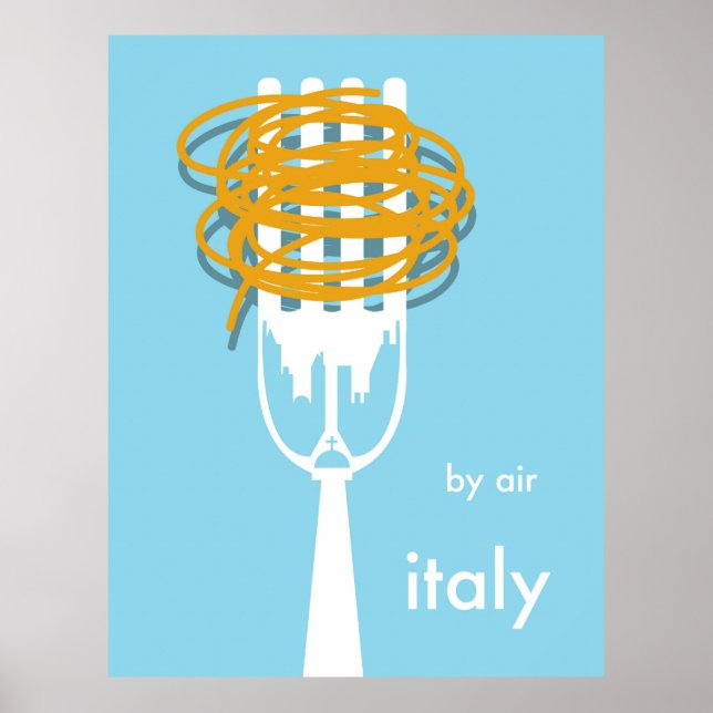 by air Italy vintage style travel poster. Poster (Front)