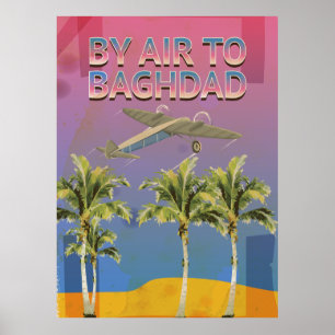 By Air To Baghdad Vintage Travel poster