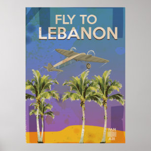 By Air To Lebanon Vintage Travel poster