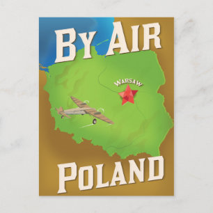 By Air To Poland travel poster Postcard