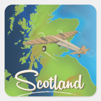 By Air To Scotland travel poster Square Sticker