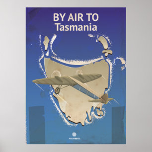 By Air To Tasmania Vintage Travel poster