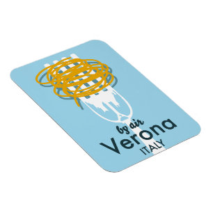 By Air Verona Italy retro travel poster. Magnet